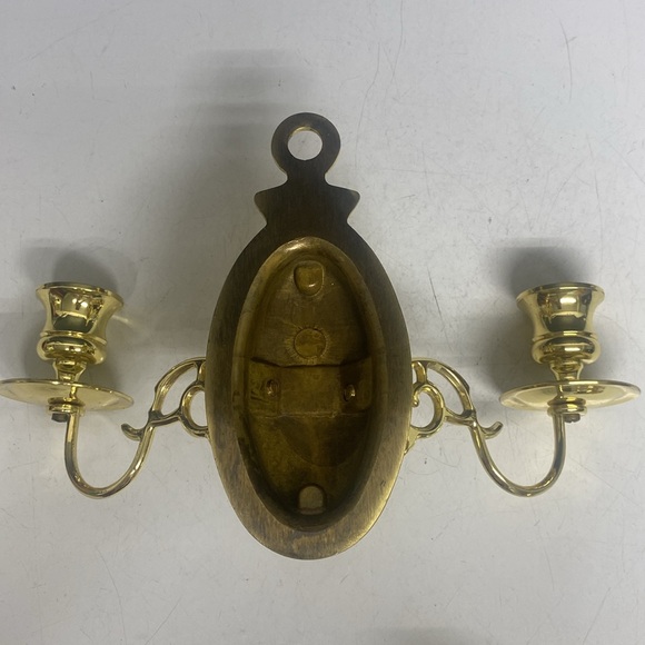 Brass Double Candle Wall Sconce Hanging Sconce Set of Two - Picture 6 of 17